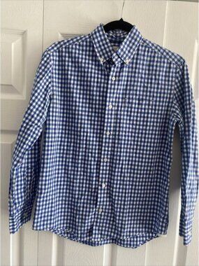 Boys 14‎ Blue Gingham Long Sleeve Classic Button Down Dress Shirt